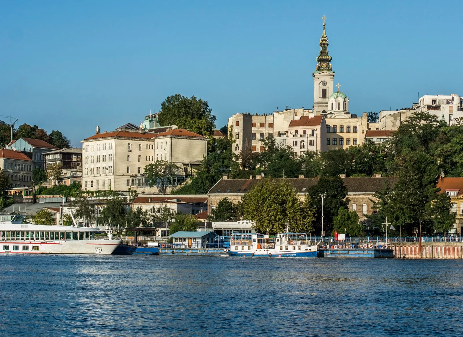 Boats in the Danube River, Belgrade, Serbia