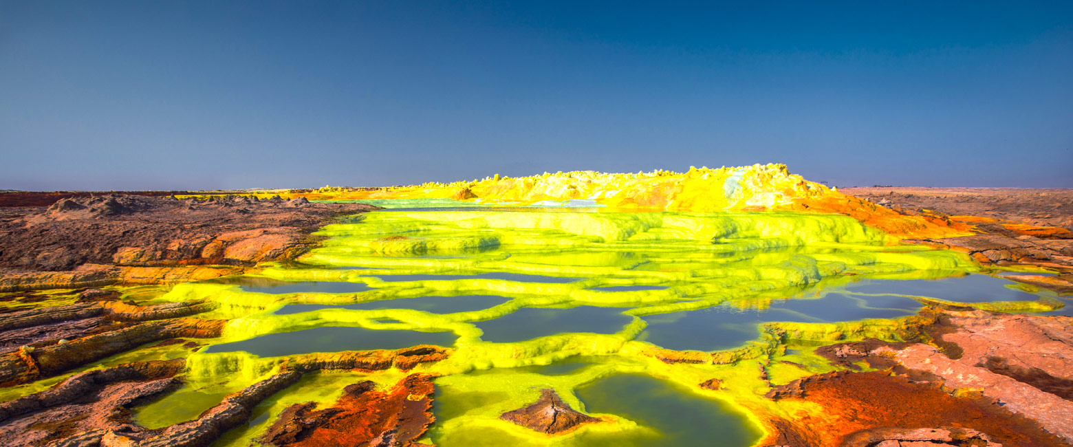 Lime green rock formations in Danakil Depression