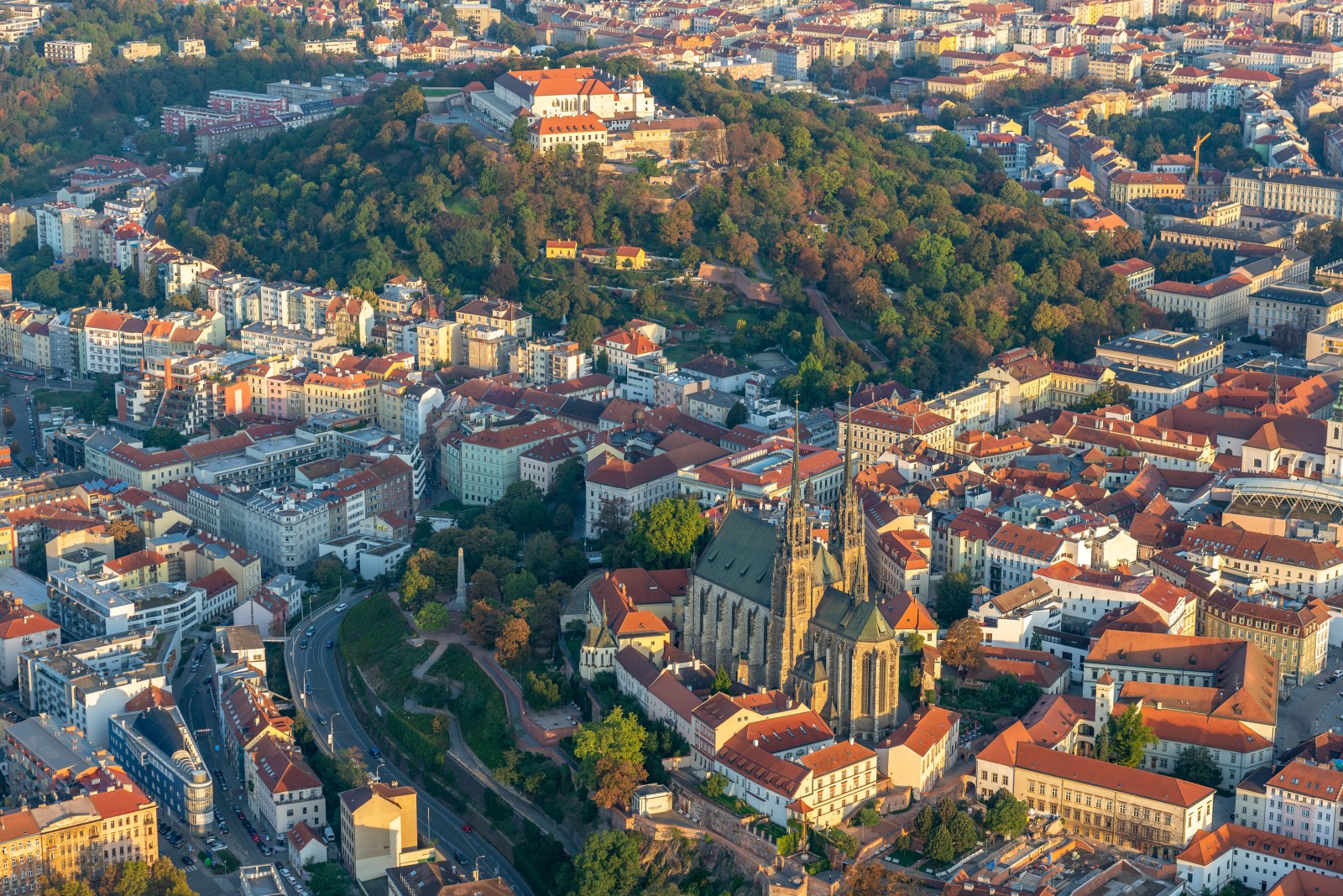 Aerial view of Brno city centre