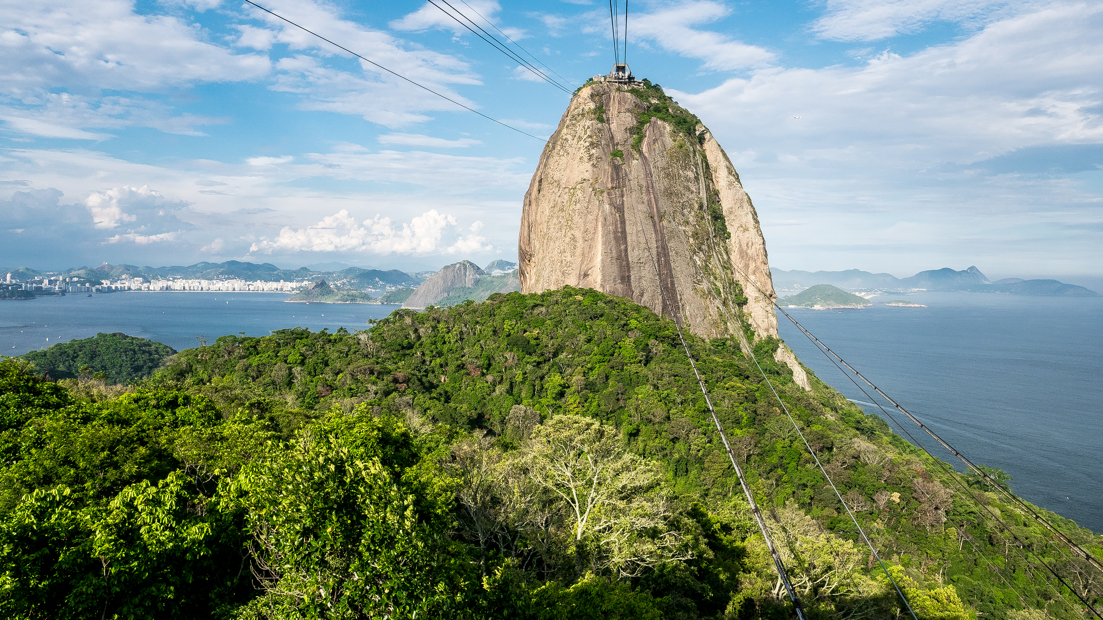Sugarloaf mountain, green and lush, seen from Urca hill.