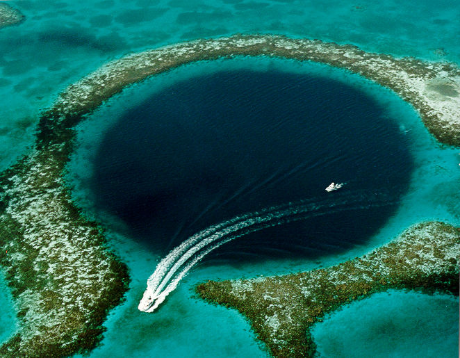 Great Blue Hole, Coast of Belize - a phenomenon of Karst topography.
