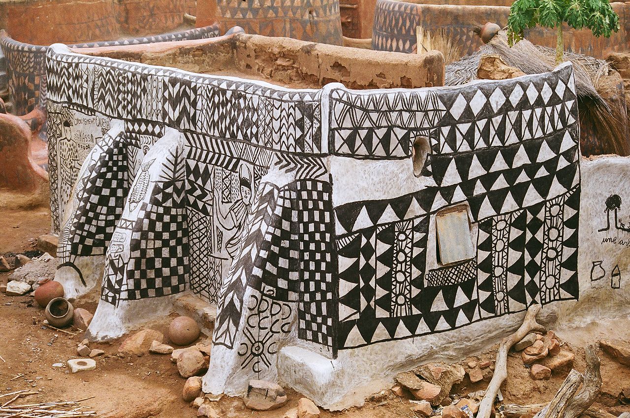 Tiebele village in Burkina Faso, a black and white patterned clay house